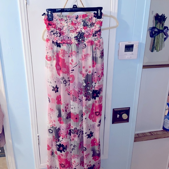 EUC rampage size medium maxi, dress, gray, pink, black, silver, sheer lined - Picture 3 of 5